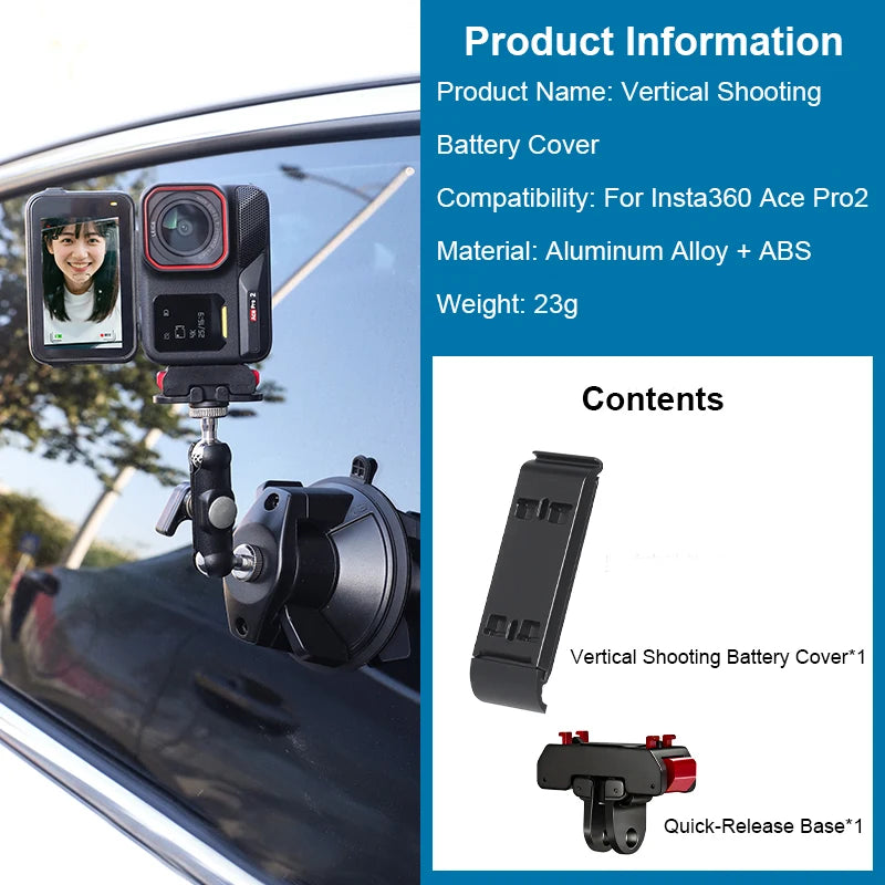 Insta360 Ace Pro 2 Aluminum Vertical Shooting Battery Cover Camera Accessory Axl