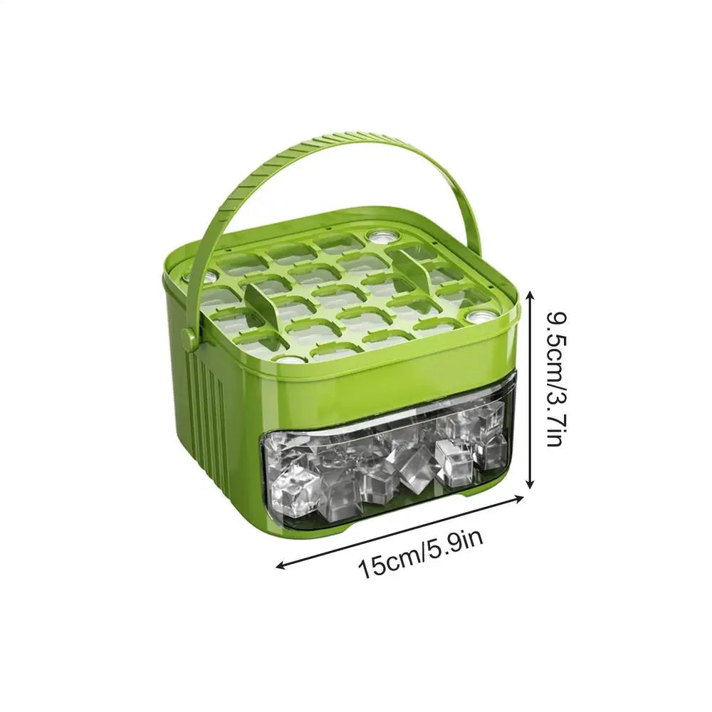 50-Cavity Press Ice Tray Mold with Lid & Storage Bin Ice Cube Tray Axl Green
