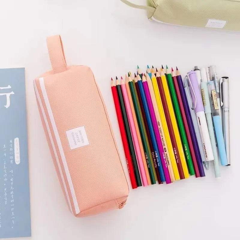 Large Capacity Pencil Pen Bag – Fabric Stationery Organizer Pencil Case Axl