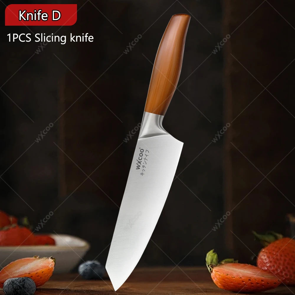 WXCOO Japanese Santoku Knife | Wooden Handle Kitchen Knife Kitchen Knife Axl Knife D