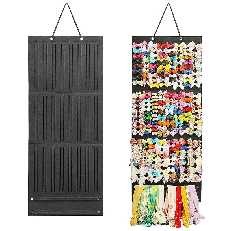 Hair Bow & Clip Organizer Hanger – Large Capacity Felt Holder Hair Accessory Organizer Axl 38x90cmBlack