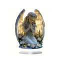 Acrylic Prayer Angel Figurine – Radiant Statue Desktop Decor Decorative Figurine Axl White