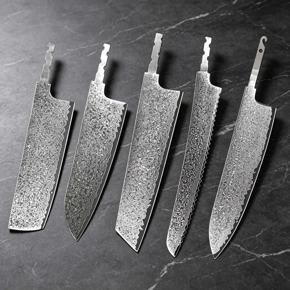 Damascus Steel Chef Knife Blade Set – No Handle, 1–5 Pcs Chef Knife Blade Axl Kitchen Blade-5pcs