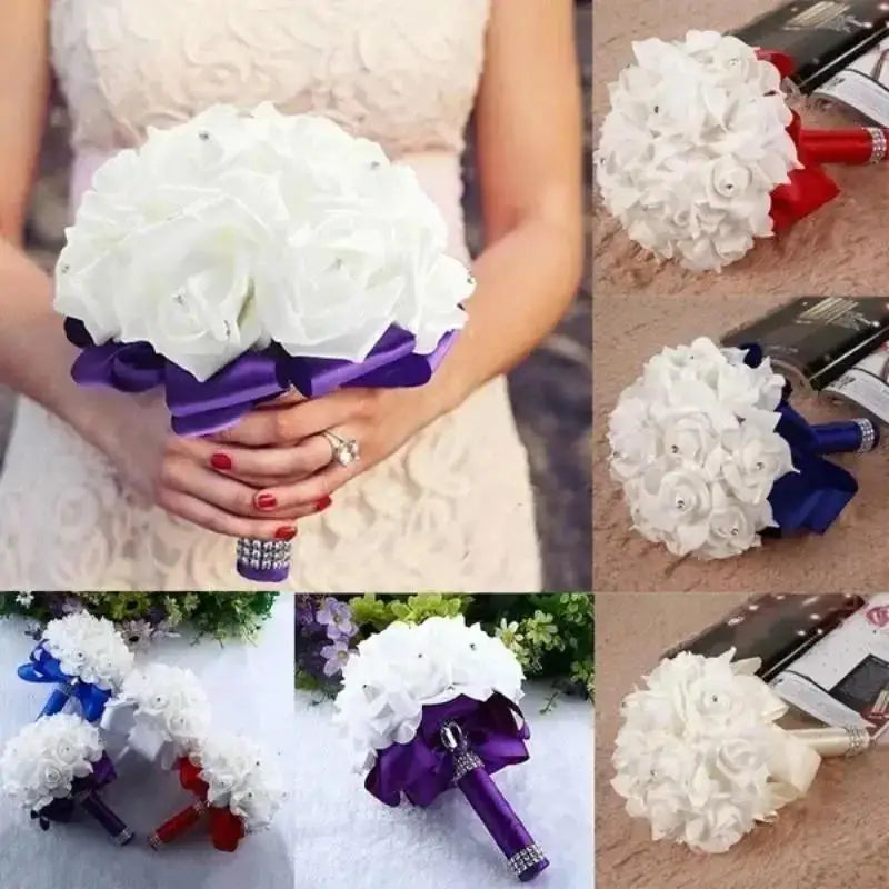 Crystal Rose Pearl Bridal Bouquet – Silk Artificial Wedding Flowers Artificial Bridal Bouquet Axl