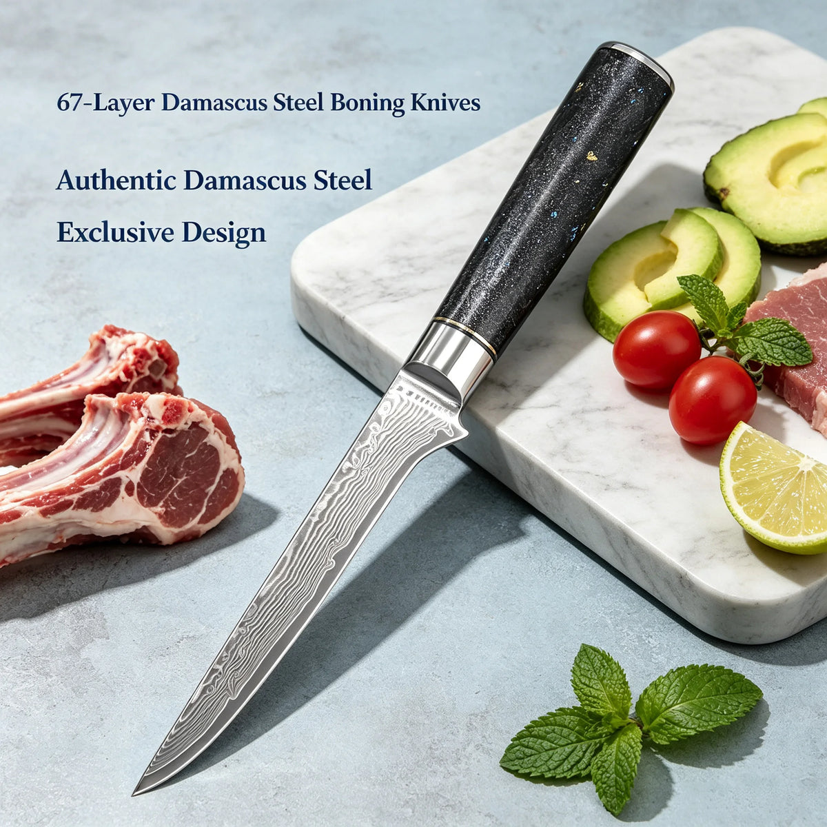 67-Layer Damascus Steel Boning Knife – Pro Chef Knife Damascus Boning Knife Axl Boning Knife