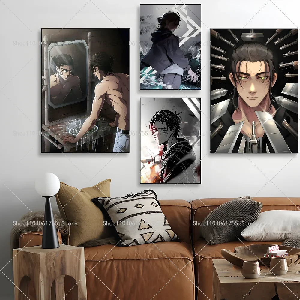 Attack on Titan Eren Yeager Anime Poster – Waterproof Wall Sticker Anime Wall Poster Axl