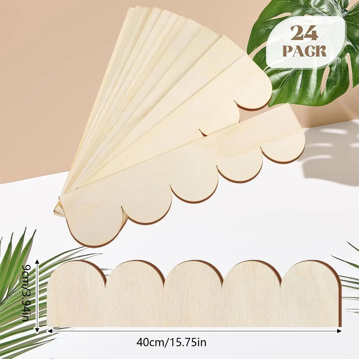 Scalloped Wood Trim Molding Strips 24Pcs – Unfinished DIY Edge Wood Trim Molding Axl