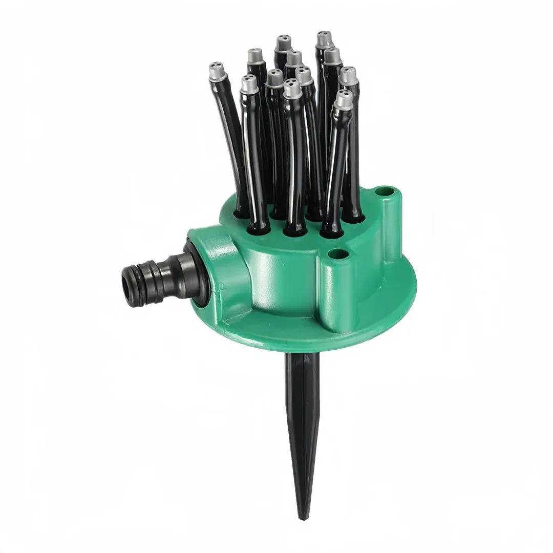 360° Multi-Head Garden Sprinkler – 12-Nozzle Lawn Irrigation Garden Sprinkler Axl green