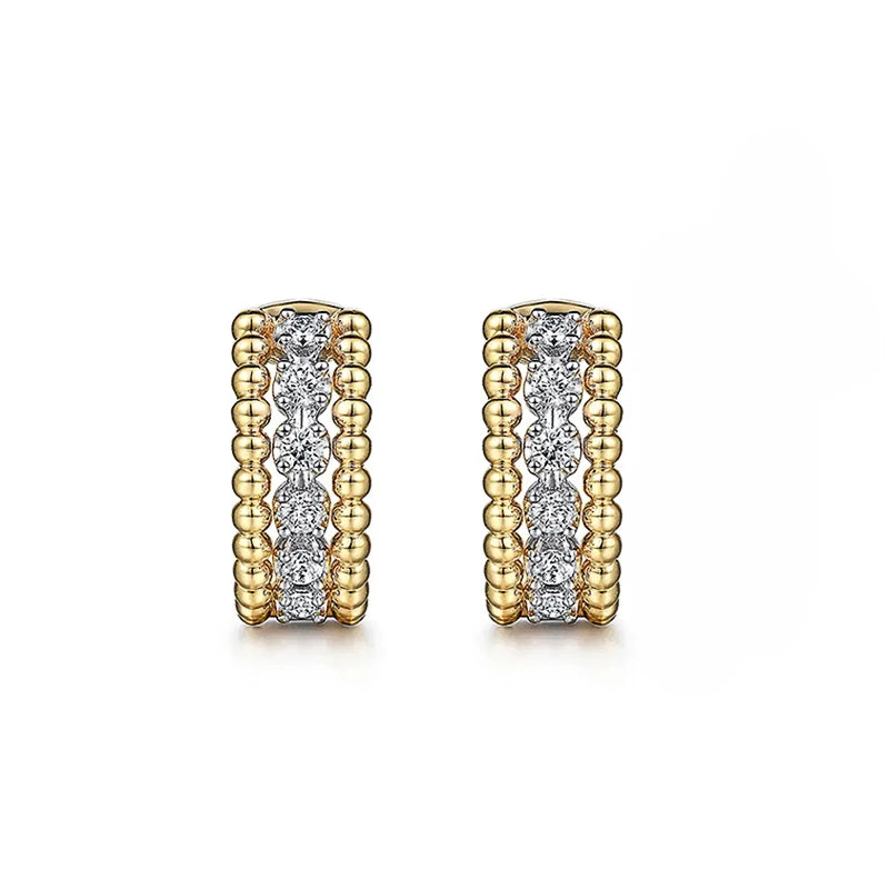 Huitan Two-Tone Dainty Hoop Earrings – Cubic Zirconia Women Hoop Earrings Axl