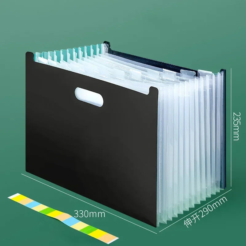 A4 Accordion File Folder – 13-Pocket Large Capacity Organizer Accordion File Folder Axl B-black