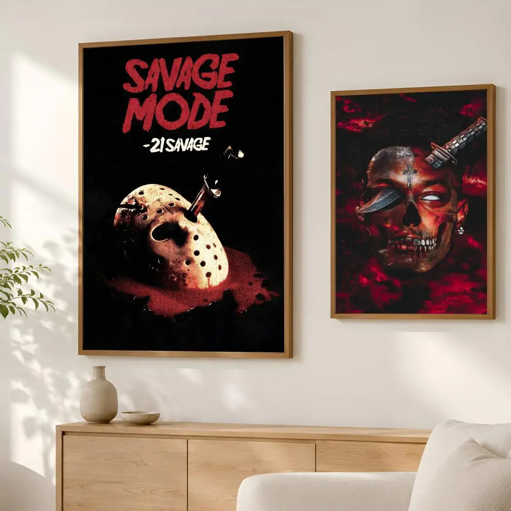 21 Savage Music Poster – Self-Stick HD Waterproof Wall Art Music Wall Poster Axl