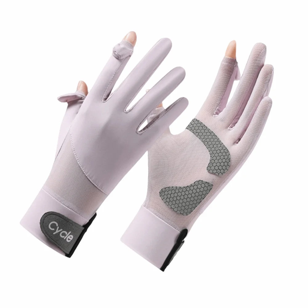UV Sun Protection Gloves – Non-Slip Ice Silk Riding & Driving Sun Protection Gloves Axl Purple-Women-s