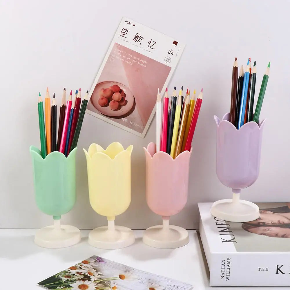 Tulip Pen Holder – Cute Desktop Organizer & Makeup Brush Pot Desktop Pen Holder Axl