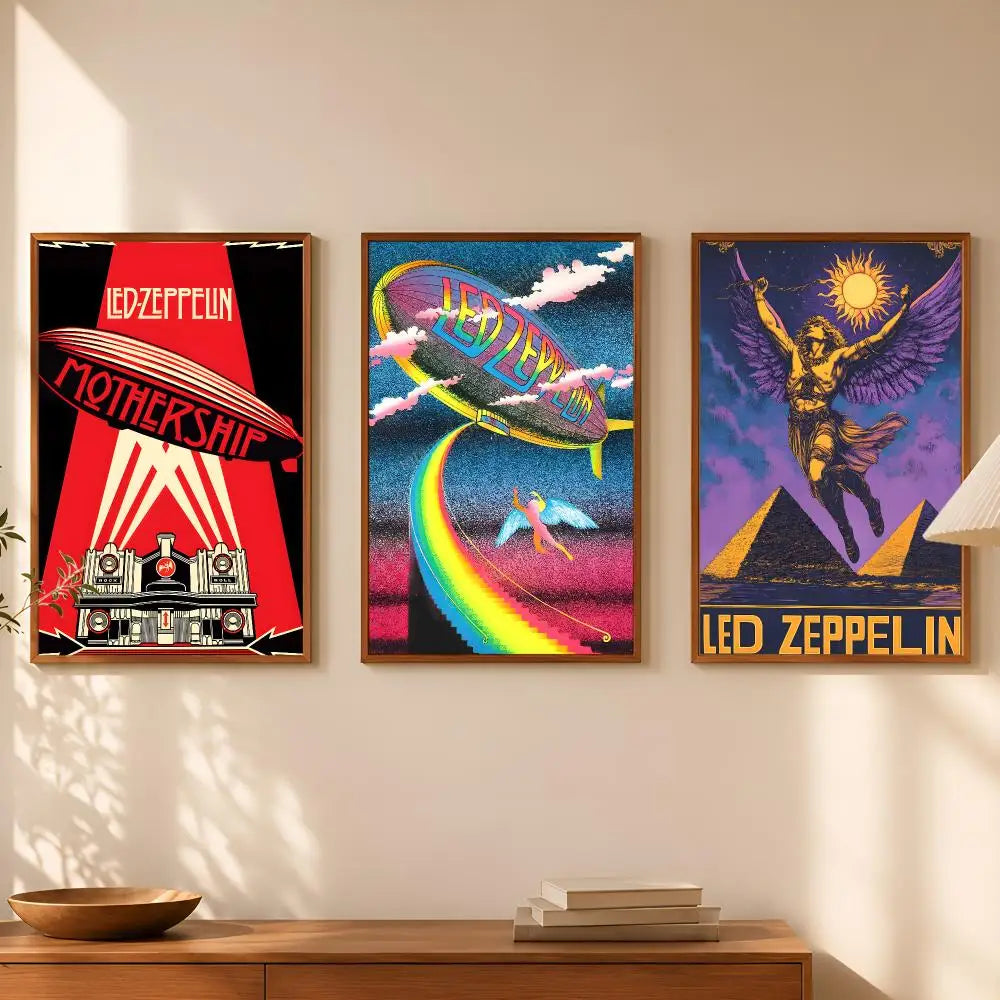 Led Zeppelin Self-Stick HD Wall Poster – Waterproof Room Decor Music Wall Poster Axl