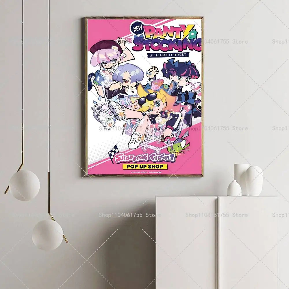 Anime Panty & Stocking Self-Adhesive Wall Art Poster Print Anime Wall Poster Axl