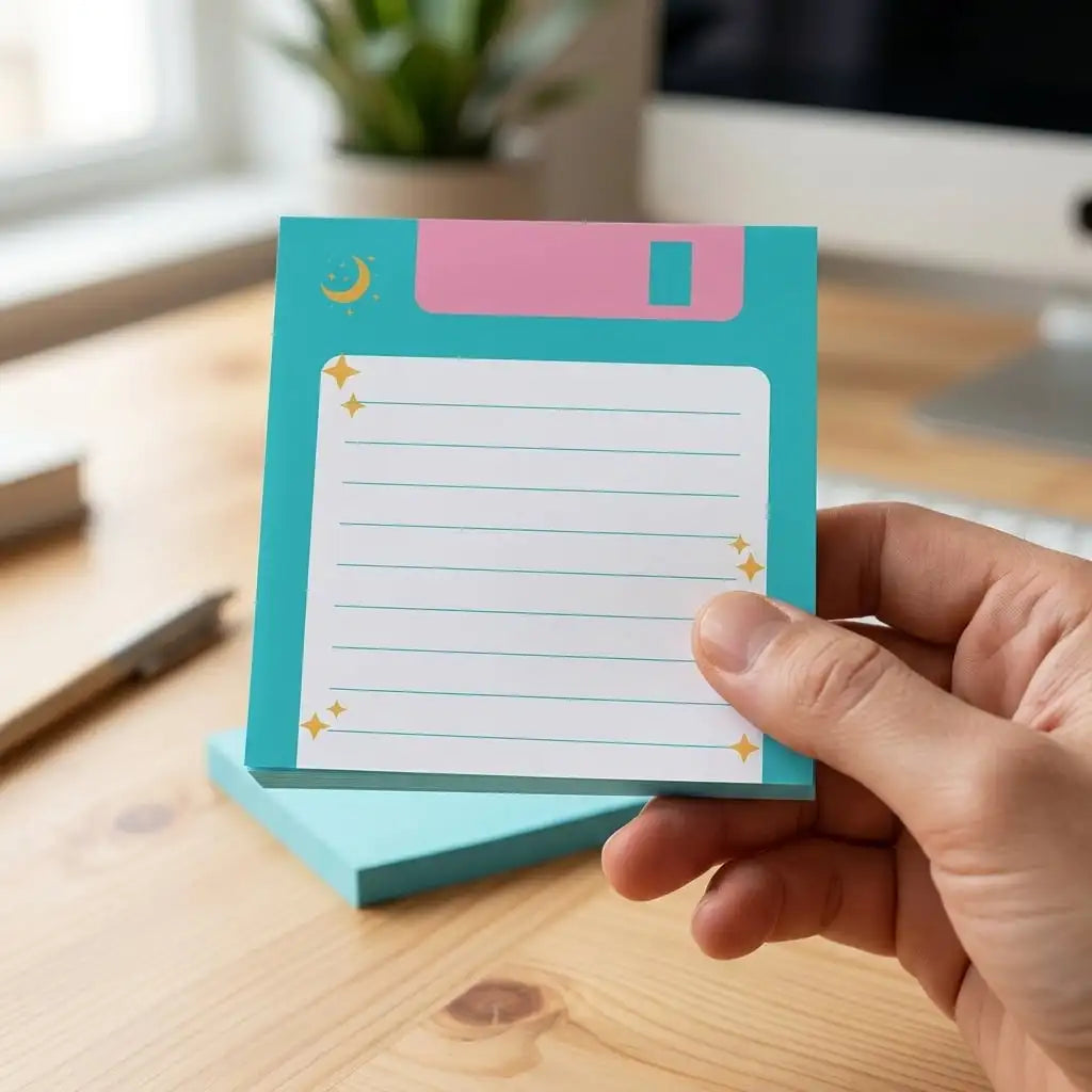 Retro Floppy Disk Sticky Notes 4 Pack – Lined Celestial Notepad Sticky Notes Set Axl