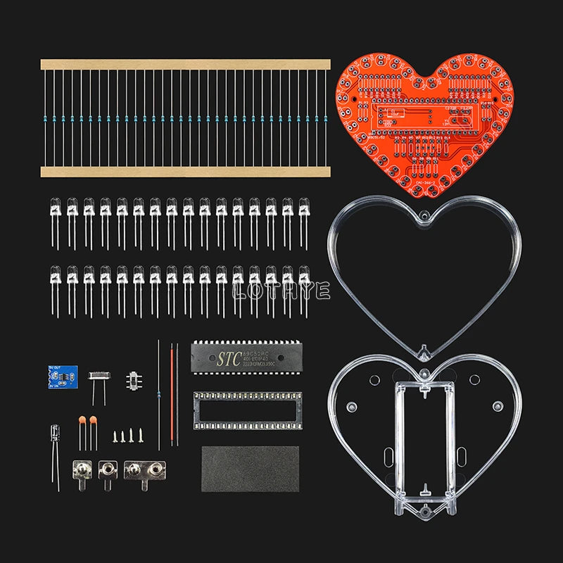 RGB LED Heart DIY Soldering Kit – 32 LED Flow Light Project DIY Electronics Kit Axl 32 LED Multicolor