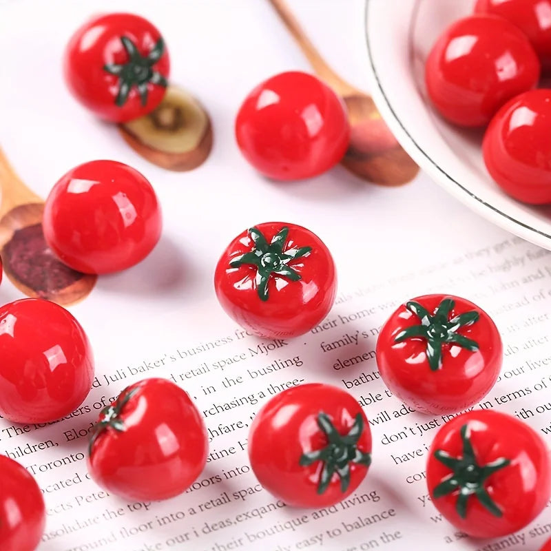 10 Pcs Mini Resin Tomato Ornaments – DIY Jewelry & Craft Supply Craft Embellishments Axl