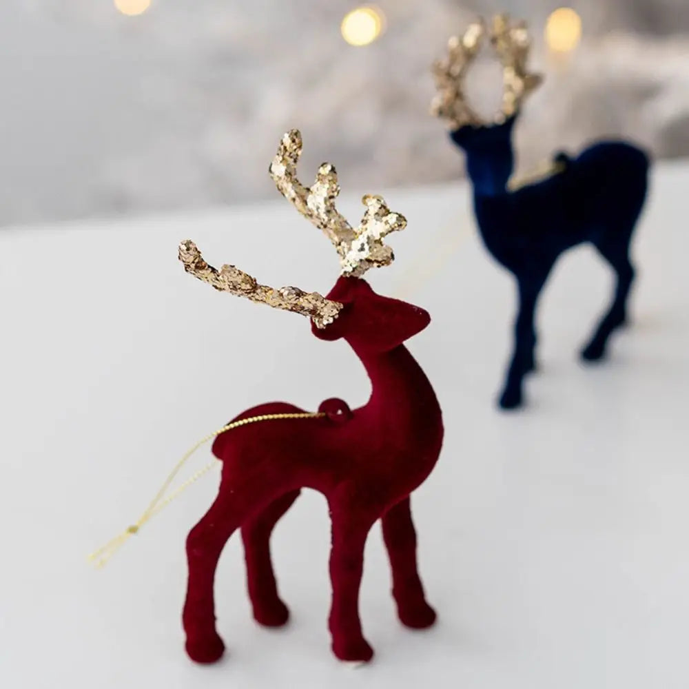 Glitter Reindeer Elk Flocked Christmas Tree Pendant Ornament Christmas Tree Ornament Axl