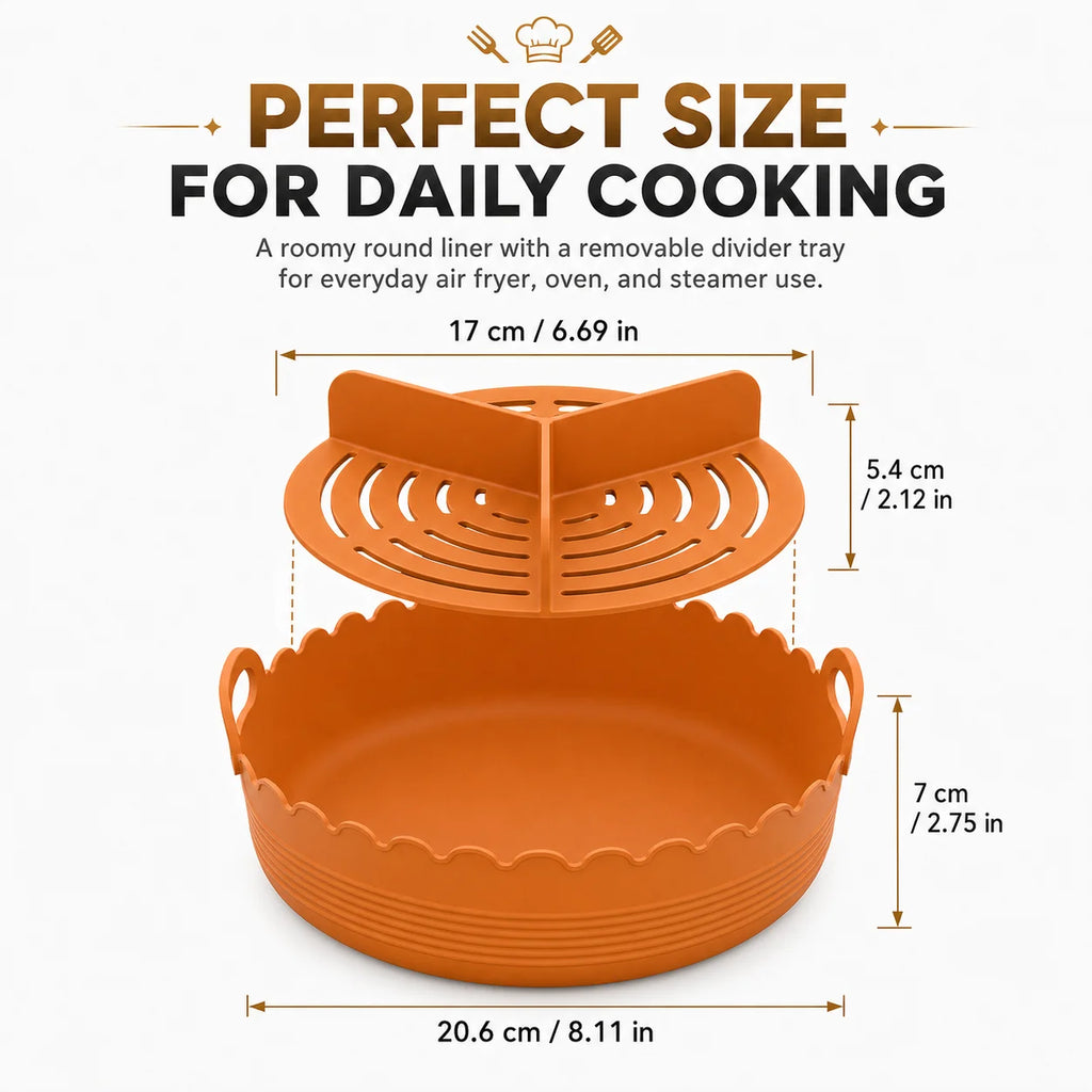 Silicone Air Fryer Liner – 3-Compartment Divider & Grease Filter Silicone Baking Liner Axl