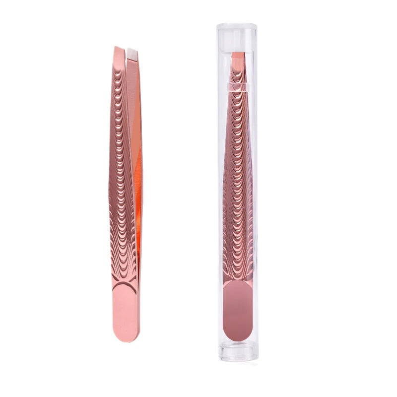 Slant Tip Stainless Steel Tweezers – Brow & Eyelash Tool Beauty Tweezers Axl