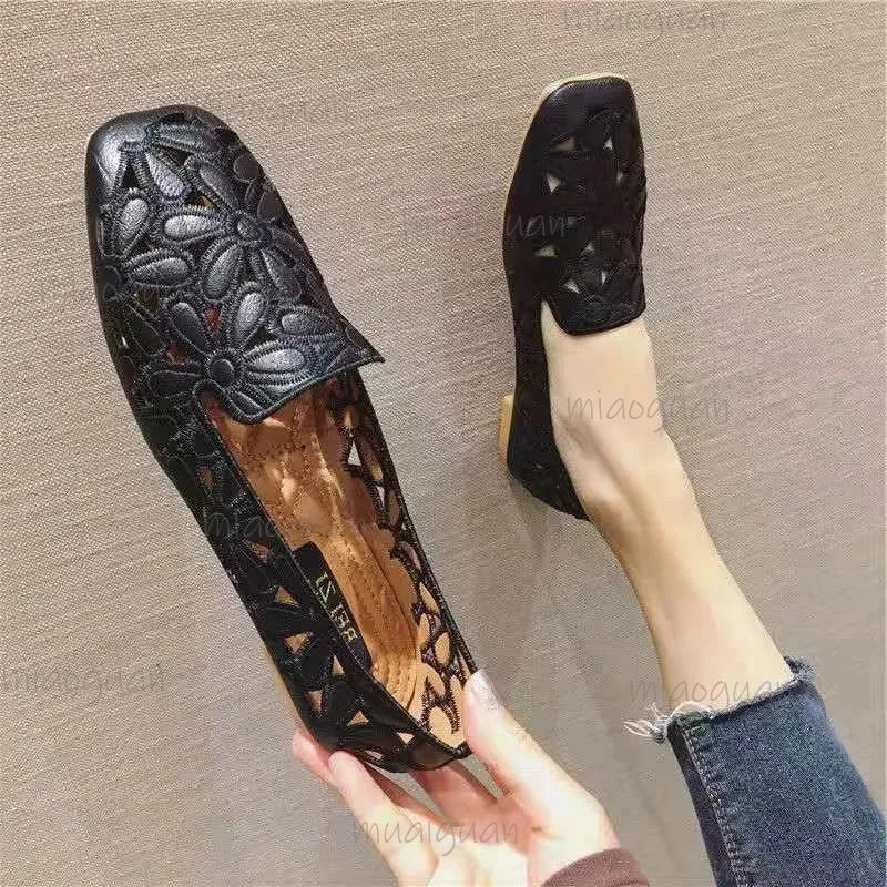 Women's Floral Mesh Slip-On Loafers | Breathable Summer Flats Slip-On Loafers Axl