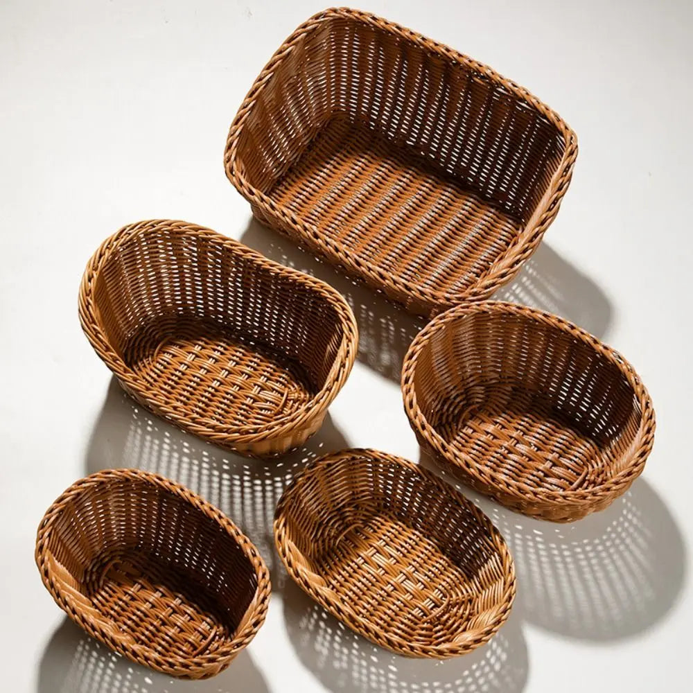 Handwoven Wicker Serving Basket | 10 Styles – Bread & Utensil Woven Serving Basket Axl