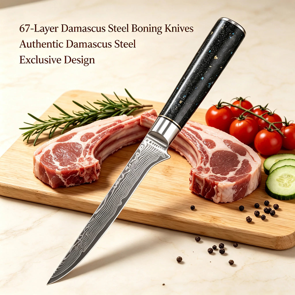 Damascus Steel 67-Layer Boning Knife – Sharp Chef Blade Damascus Boning Knife Axl