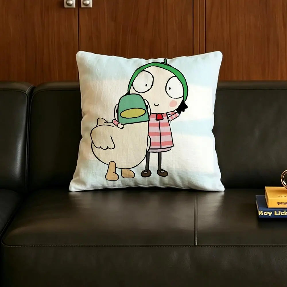 Cartoon Duck Linen Cushion Cover – Sofa, Bed & Chair Decor Decorative Cushion Cover Axl