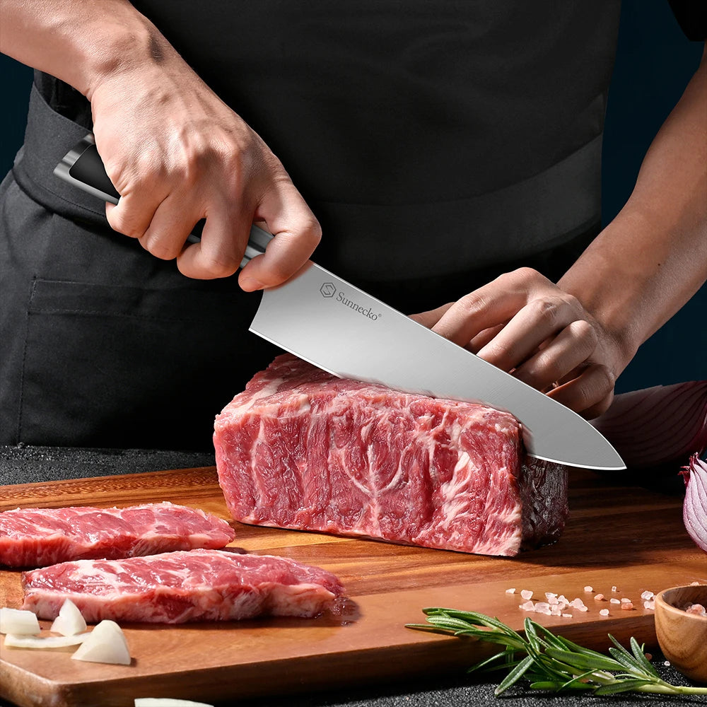 Sunnecko Japanese Chef's Knife – High-Carbon Steel, ABS Handle Kitchen Knife Set Axl