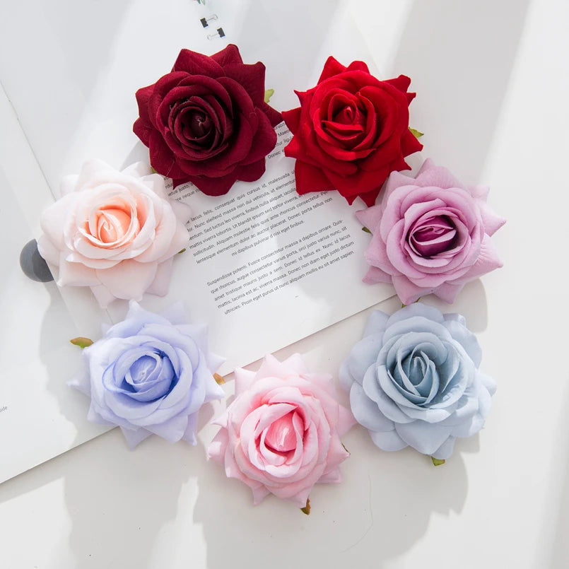 Silk Artificial Rose Flower Heads 5/10 PCS – Wedding & Home Decor Artificial Silk Flowers Axl MULTI 10 pcs