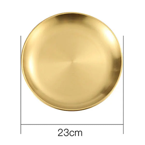 Stainless Steel Camping Plate – Stackable Rust-Proof Dinner Plate Camping Dinner Plate Axl 23cm Gold Plate