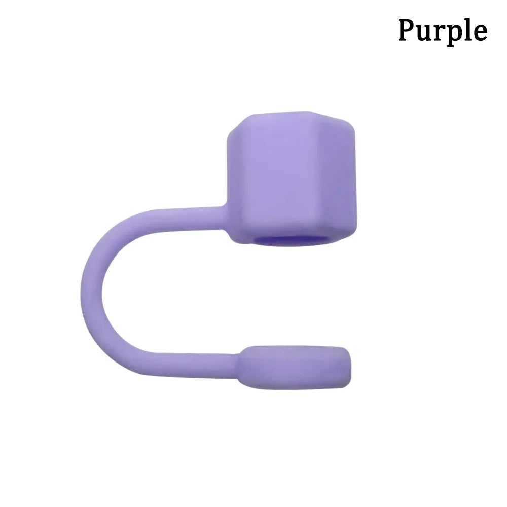Silicone Straw Caps 3-Pack – 10mm Dustproof Straw Toppers Straw Accessories Axl Purple