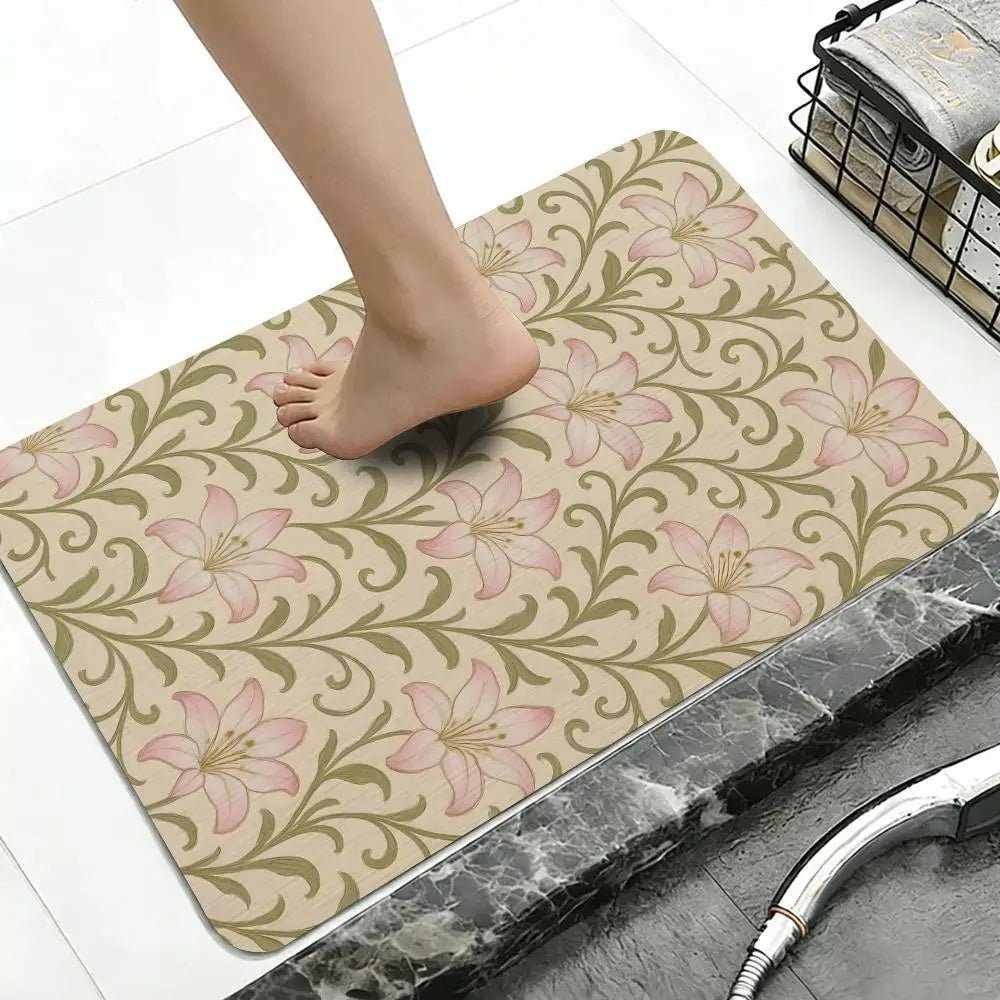 Persian Floral Diatomite Bath Mat – Quick Dry & Anti-Slip Diatomite Bath Mat Axl