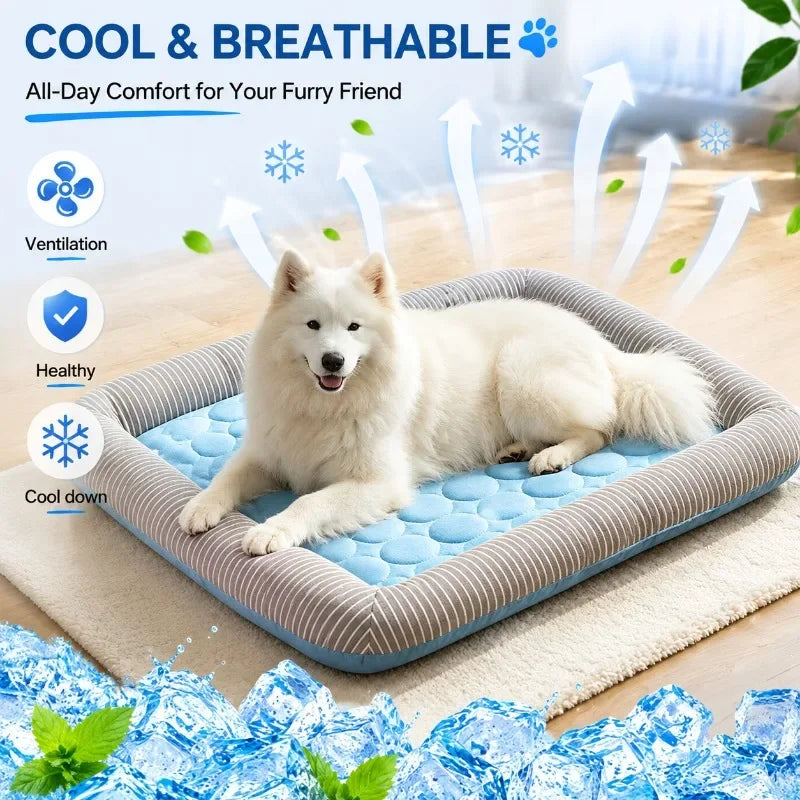 KEMORELA Ice Silk Cooling Dog Mat – Breathable Pet Sleeping Pad Dog Cooling Mat Axl