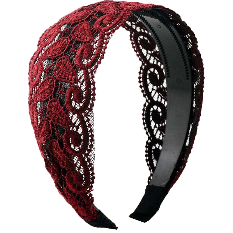 Korean Lace Flower Wide Headband – Non-Slip Vintage Hair Hoop Lace Flower Headband Axl A2