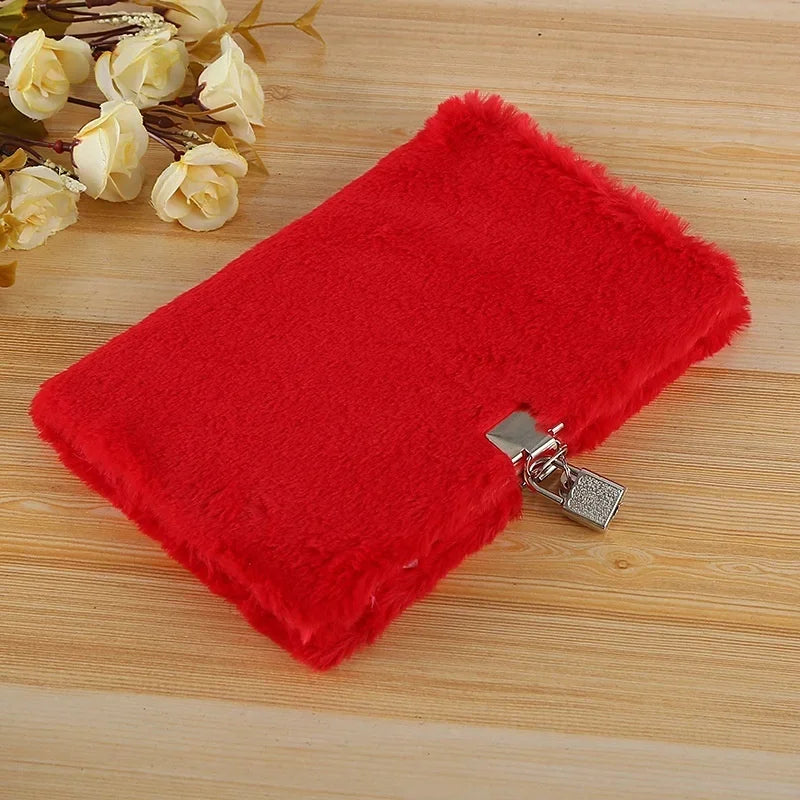 Cute Plush A5 Diary Notebook with Lock | Girls Journal Diary Notebook Axl Red A5