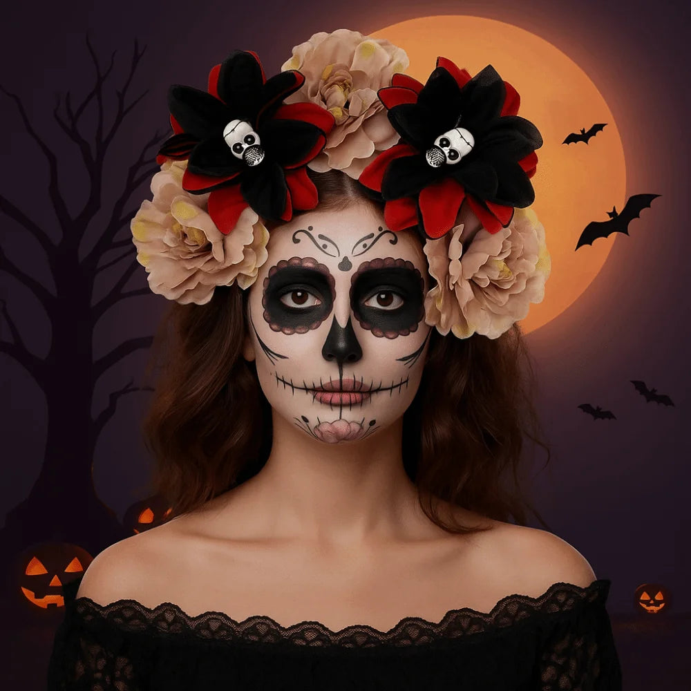 Gothic Skull Flower Headband | Halloween Hair Hoop Costume Halloween Hair Accessory Axl