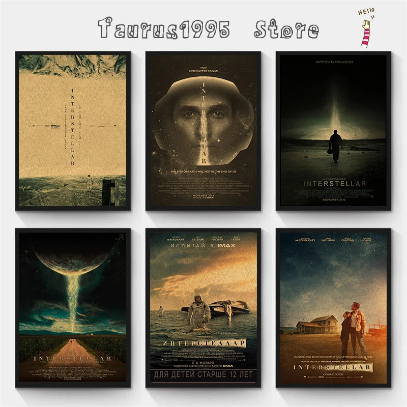 Interstellar Astronaut Vintage Kraft Paper Sci-Fi Wall Poster Wall Art Poster Axl