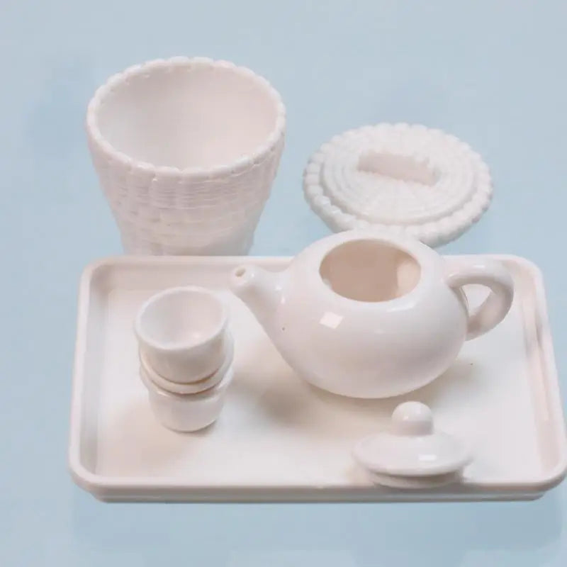 Dollhouse Miniature Tea Set 1:12 Scale – Teapot Cups & Tray Dollhouse Miniature Set Axl Set