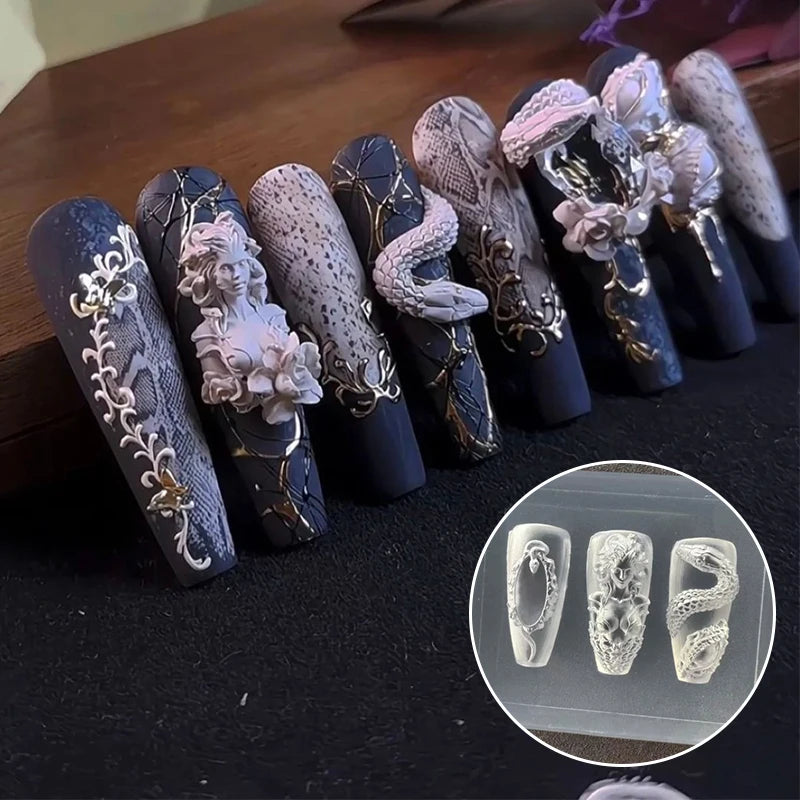 3D Snake Relief Silicone Nail Mold – Nail Art Manicure Tool Nail Art Mold Axl