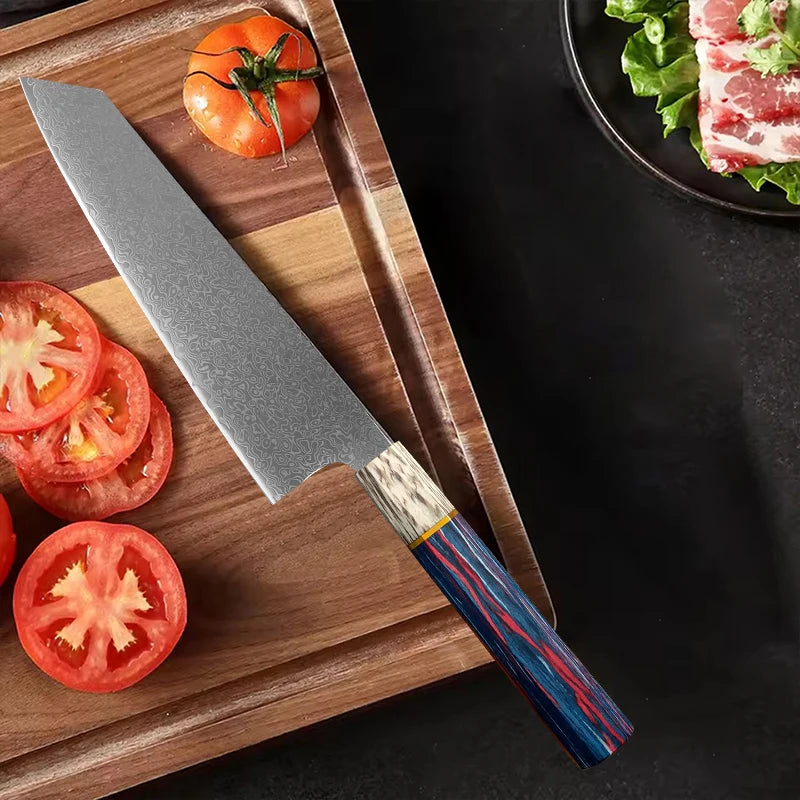 Handmade VG10 Damascus Steel Chef Knife – Colored Wood Handle Damascus Chef Knife Axl