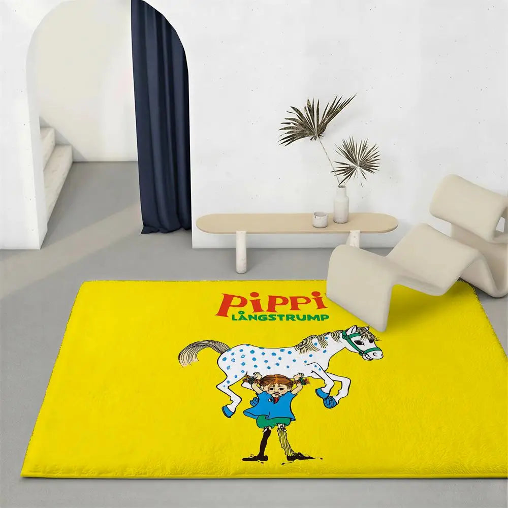 Pippi Longstocking Flannel Floor Mat – Non-Slip Indoor Rug Character Floor Mat Axl White2 40x60cm