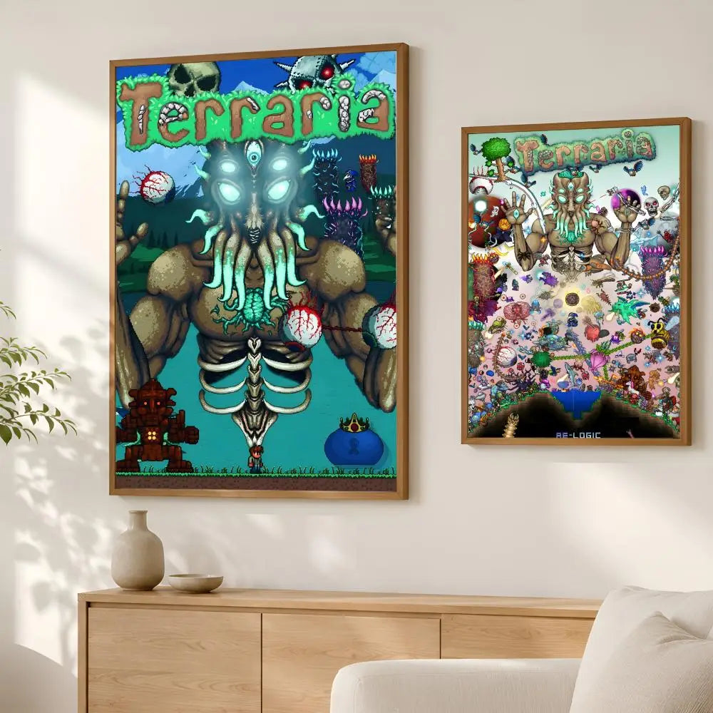 Terraria Game Poster Self-Stick HD Waterproof Wall Art Decor Wall Art Poster Axl