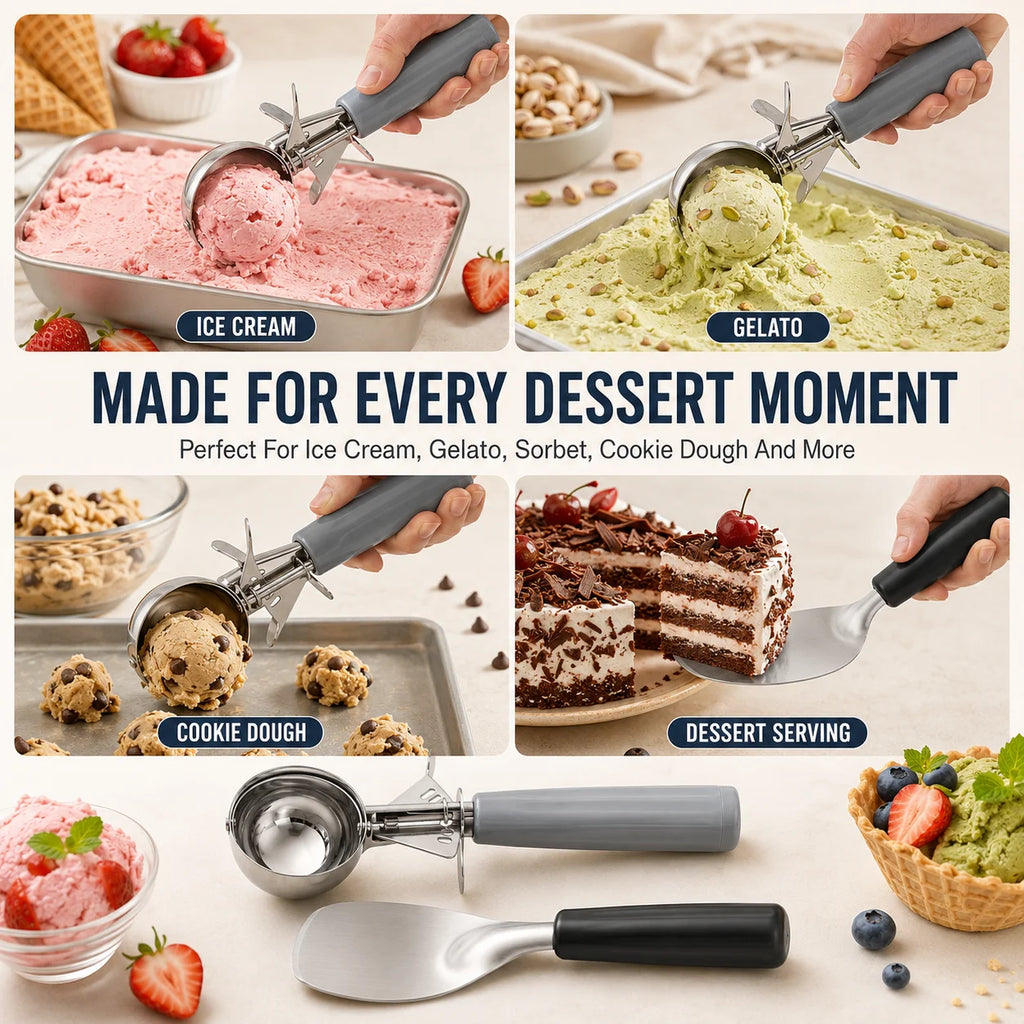 2-Pack Ice Cream Scoop Set – Trigger & Spade Stainless Steel Ice Cream Scoop Set Axl
