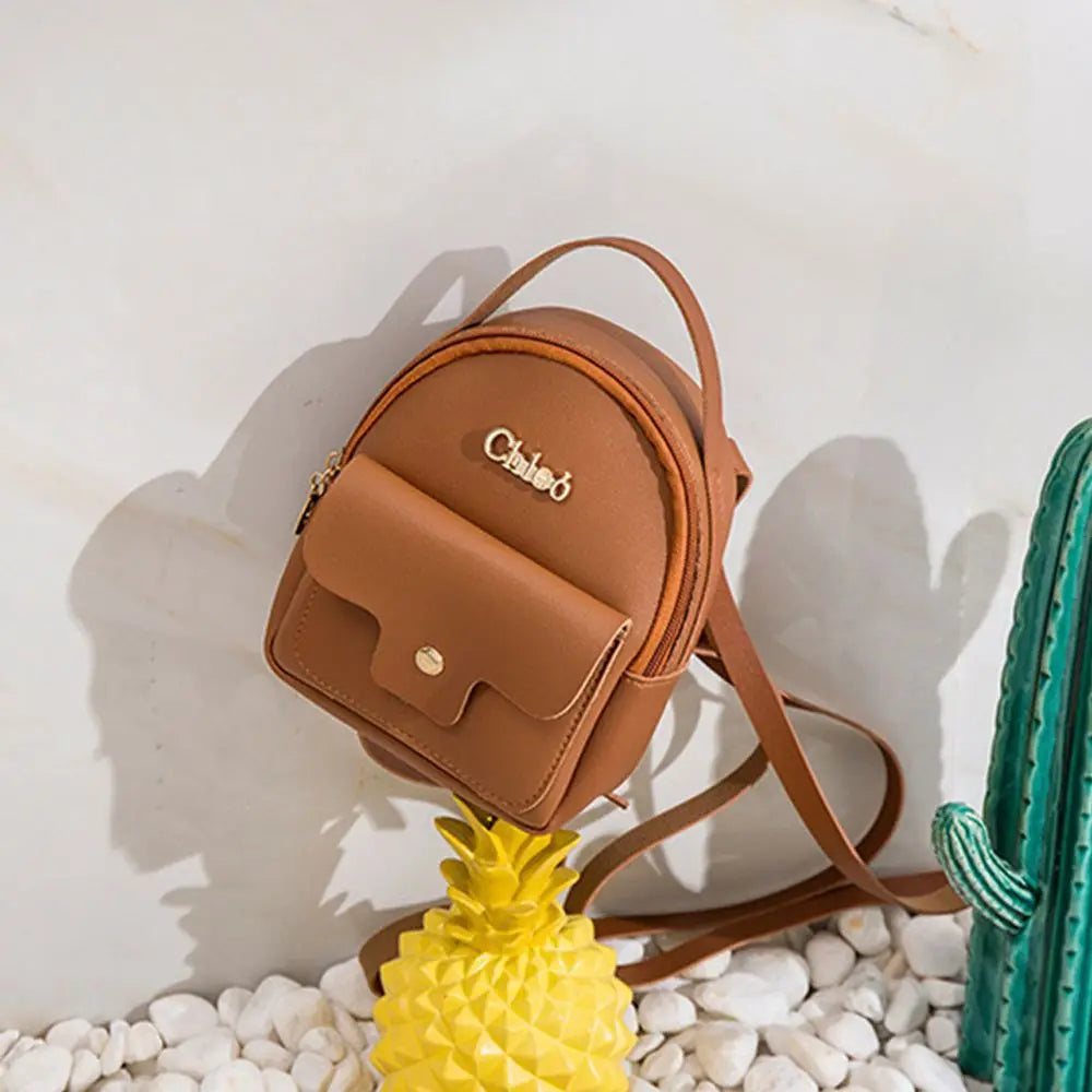 Women's Mini PU Leather Backpack – Casual Small Bookbag Mini Leather Backpack Axl
