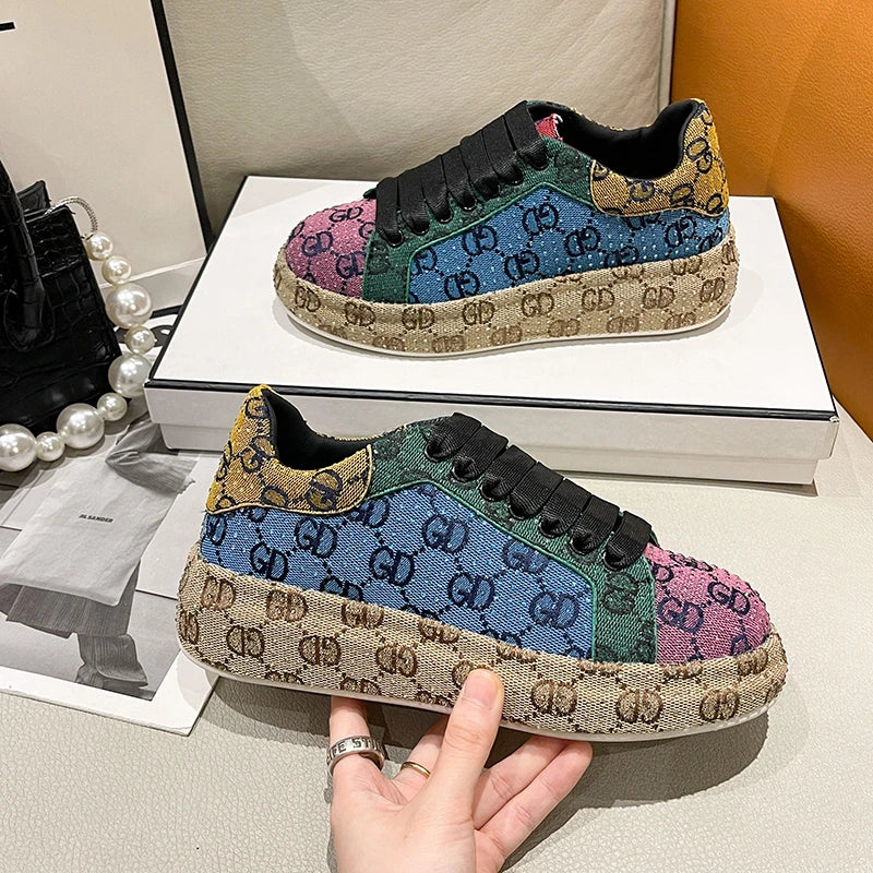 Women's Rhinestone Platform Sneakers – Luxury Designer Casual Shoe Platform Sneakers Axl