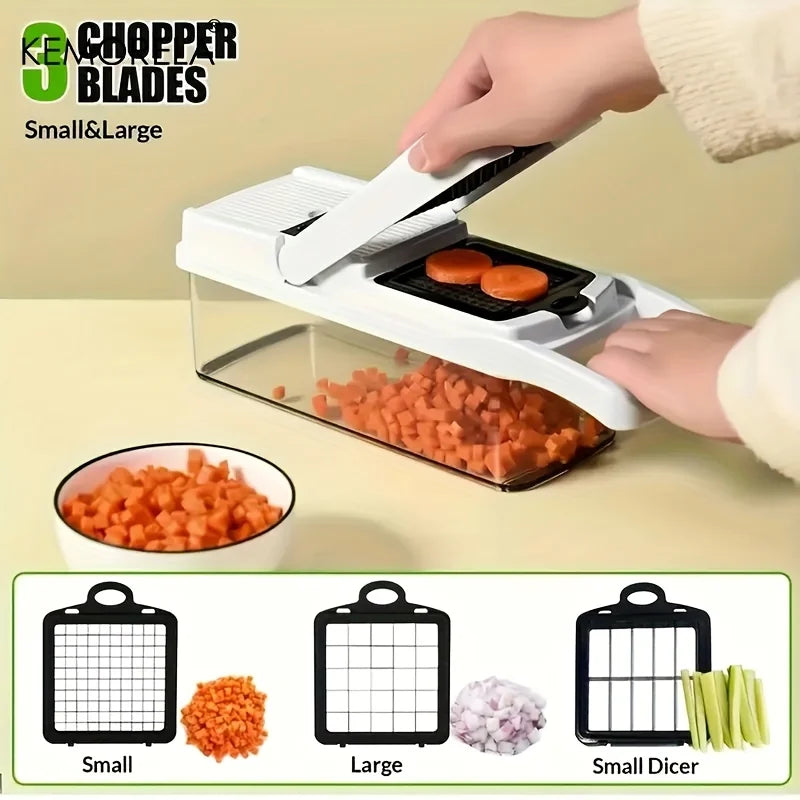 KEMORELA 22-in-1 Vegetable Cutter, Grater & Slicer with Container Vegetable Cutter Set Axl