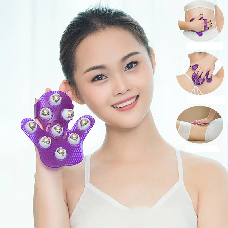 Palm Massage Glove – 9 Metal Roller Balls, 360° Body Massager Body Massage Glove Axl