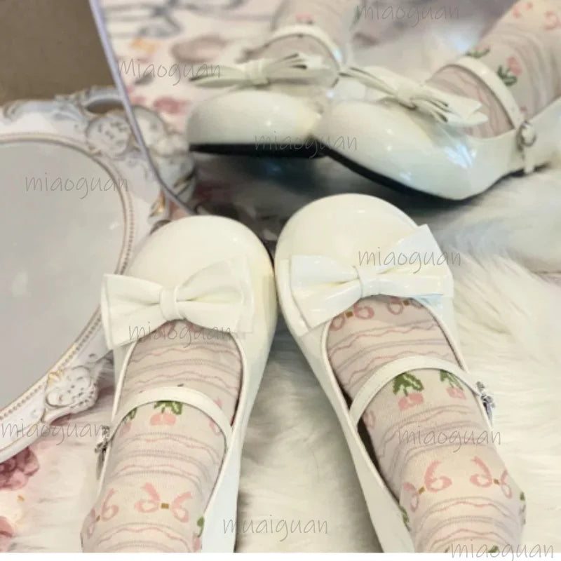 Women's Lolita Mary Jane Flats – Sweet Bowknot Ballet Shoes Mary Jane Flats Axl